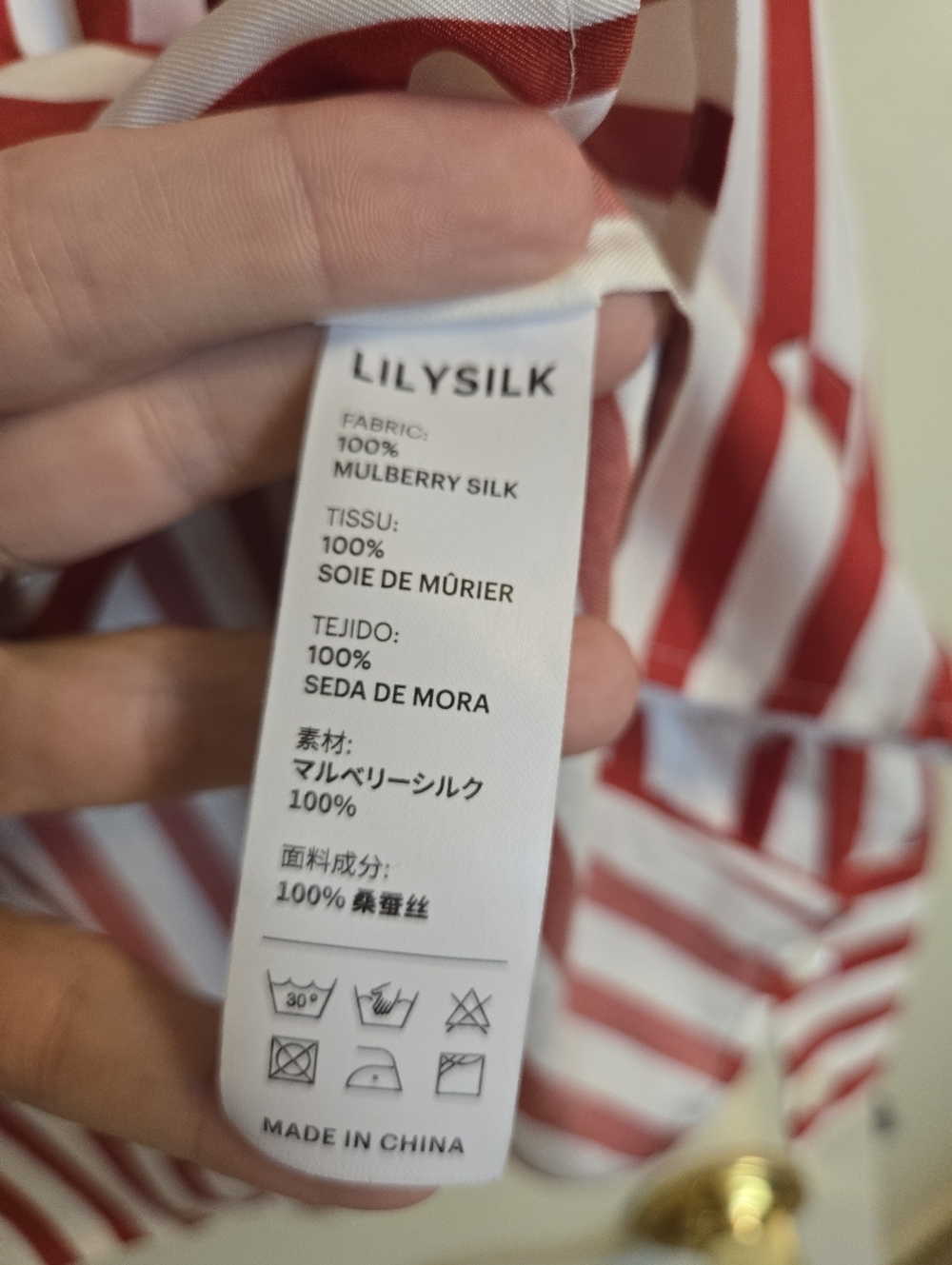 LilySilk Amalfi Red & White Stripe Women's Button-Up Shirt M - Picture 6 of 8
